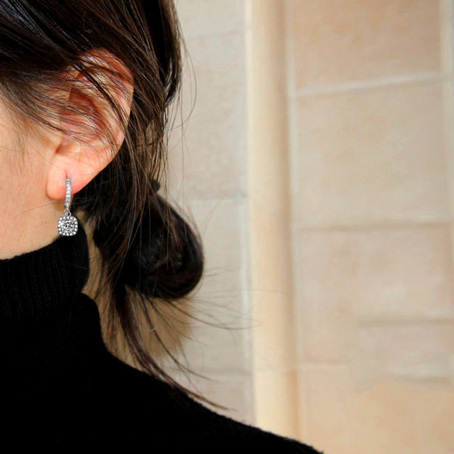 Classic Square Moissanite Drop Earrings