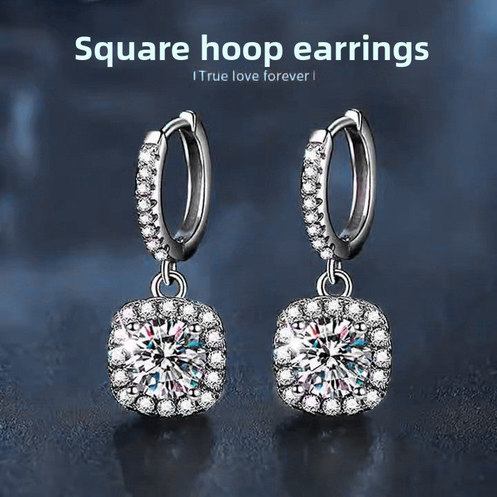 Classic Square Moissanite Drop Earrings