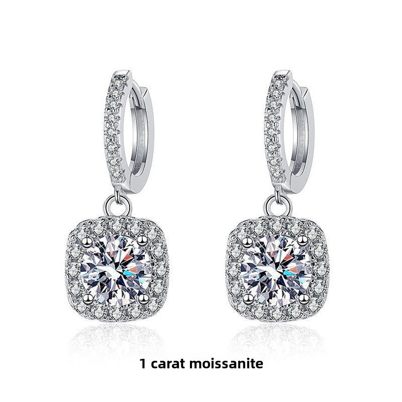 Classic Square Moissanite Drop Earrings